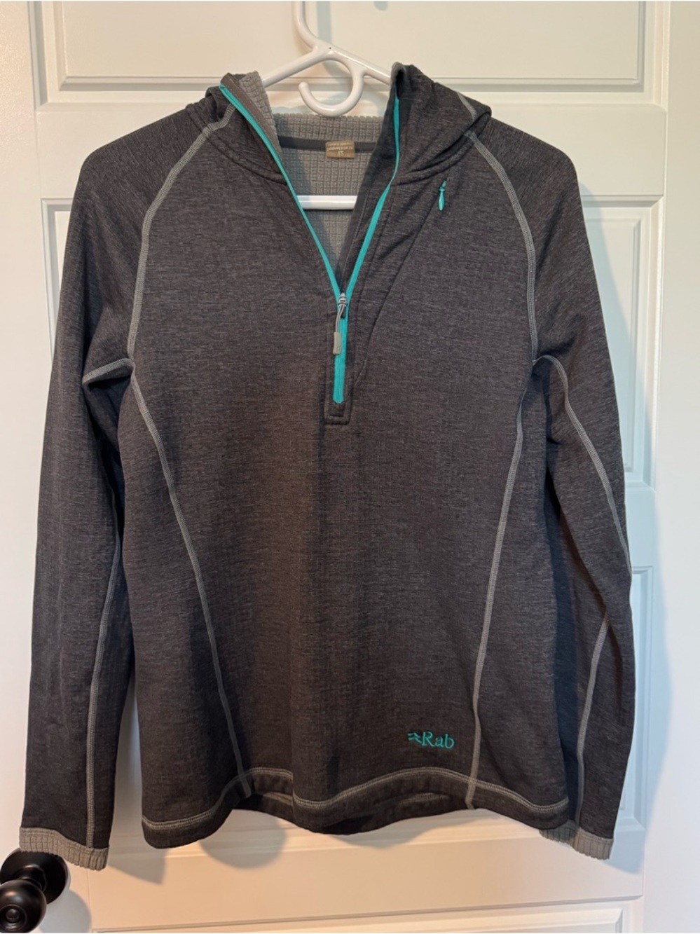 Rab Nucleus Quarter Zip Hoodie with Gridback Fleece Lining, Gray, Size 12 (US 8)